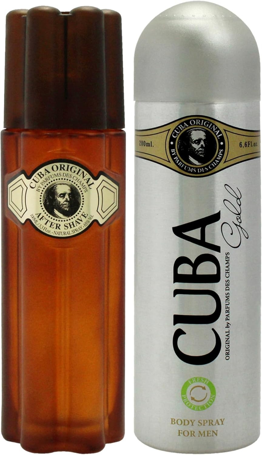 Cuba Cuba Gold for Men 2 Pc Gift Set 3.4oz After Shave, 6.7oz Body Spray