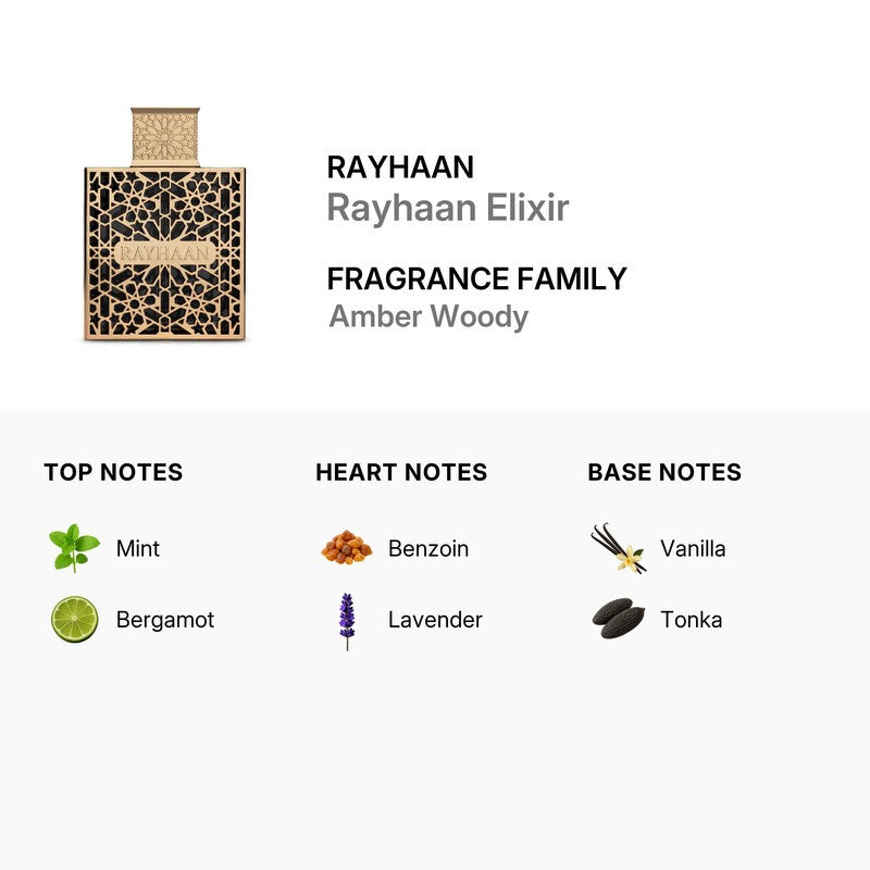 Rayhaan Elixir Unisex Eau de Parfum Spray, 3.4 oz