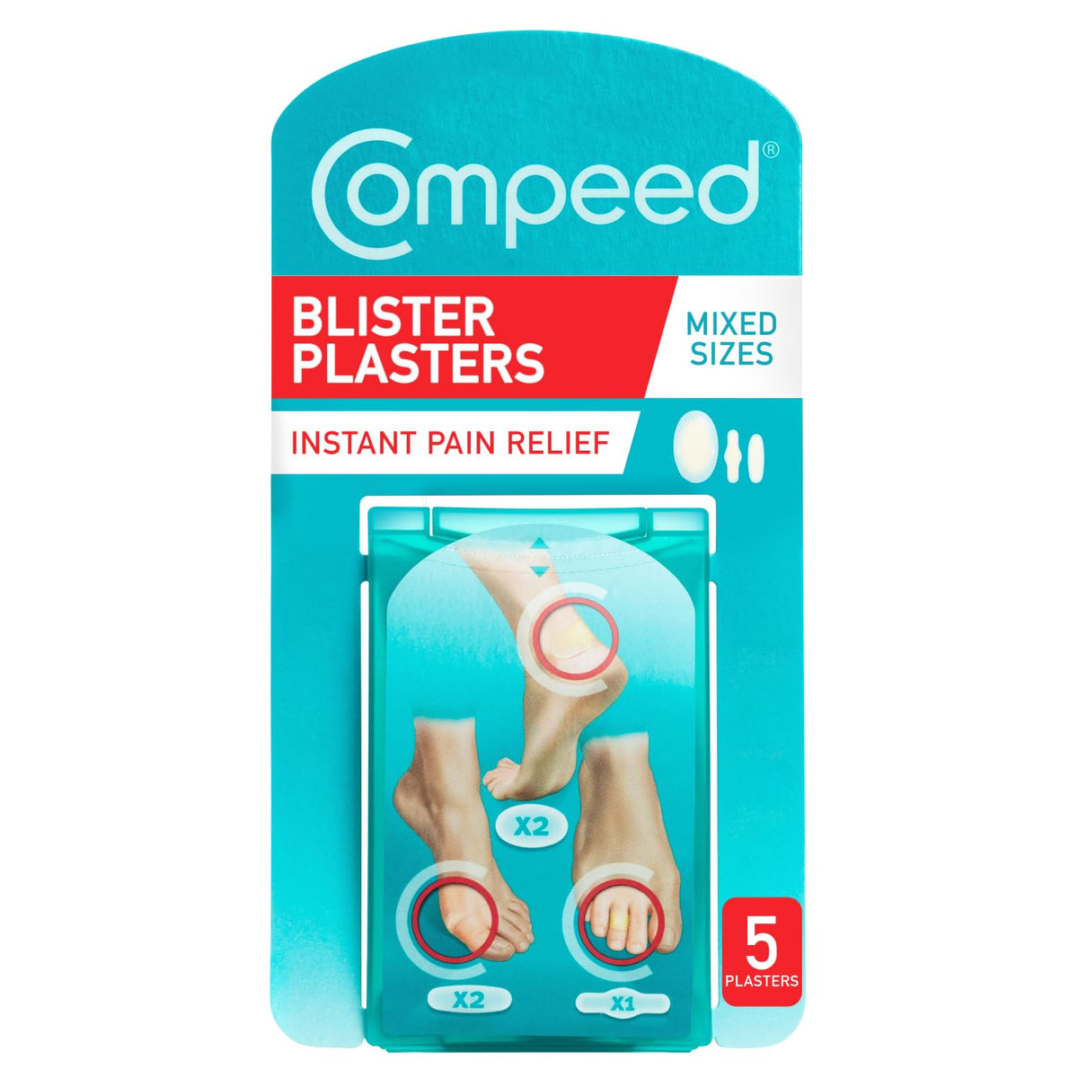 Compeed Blister Plasters Mixed Sizes 5 Pack Hydrocolloid Foot Treatment for Fast Healing