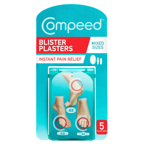 Compeed Blister Plasters Mixed Sizes 5 Pack Hydrocolloid Foot Treatment for Fast Healing