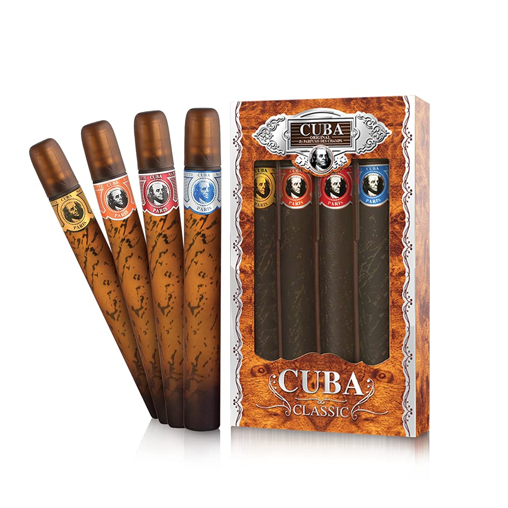 Cuba Classic Gift Set 4x35ml Gold Blue Red Orange Men's Eau de Toilette Spray