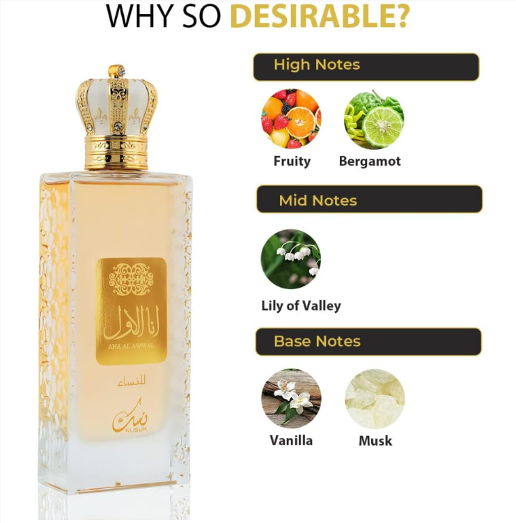 Nusuk Ana Al Awwal Eau de Parfum Spray, 100ml Fragrance Perfume