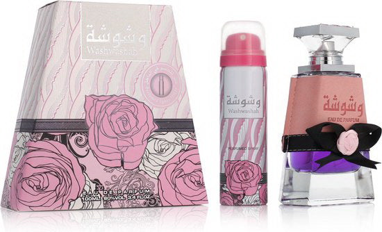 Lattafa Washwashah Eau de Parfum 100ml Gift Set with Free Deodorant Spray for Women
