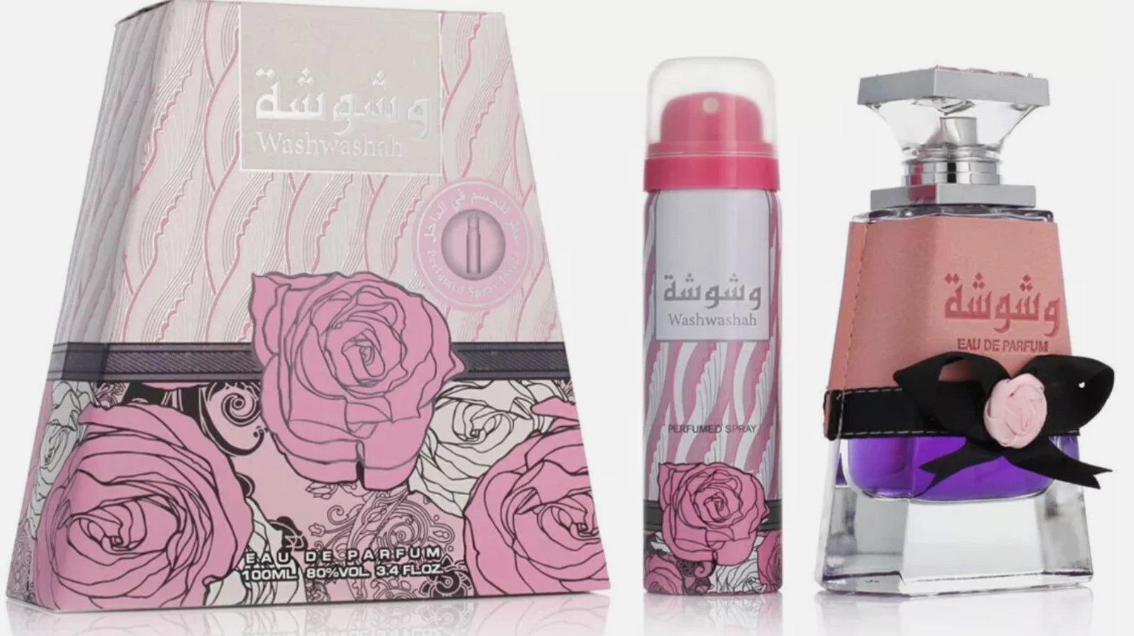 Lattafa Washwashah Eau de Parfum 100ml Gift Set with Free Deodorant Spray for Women