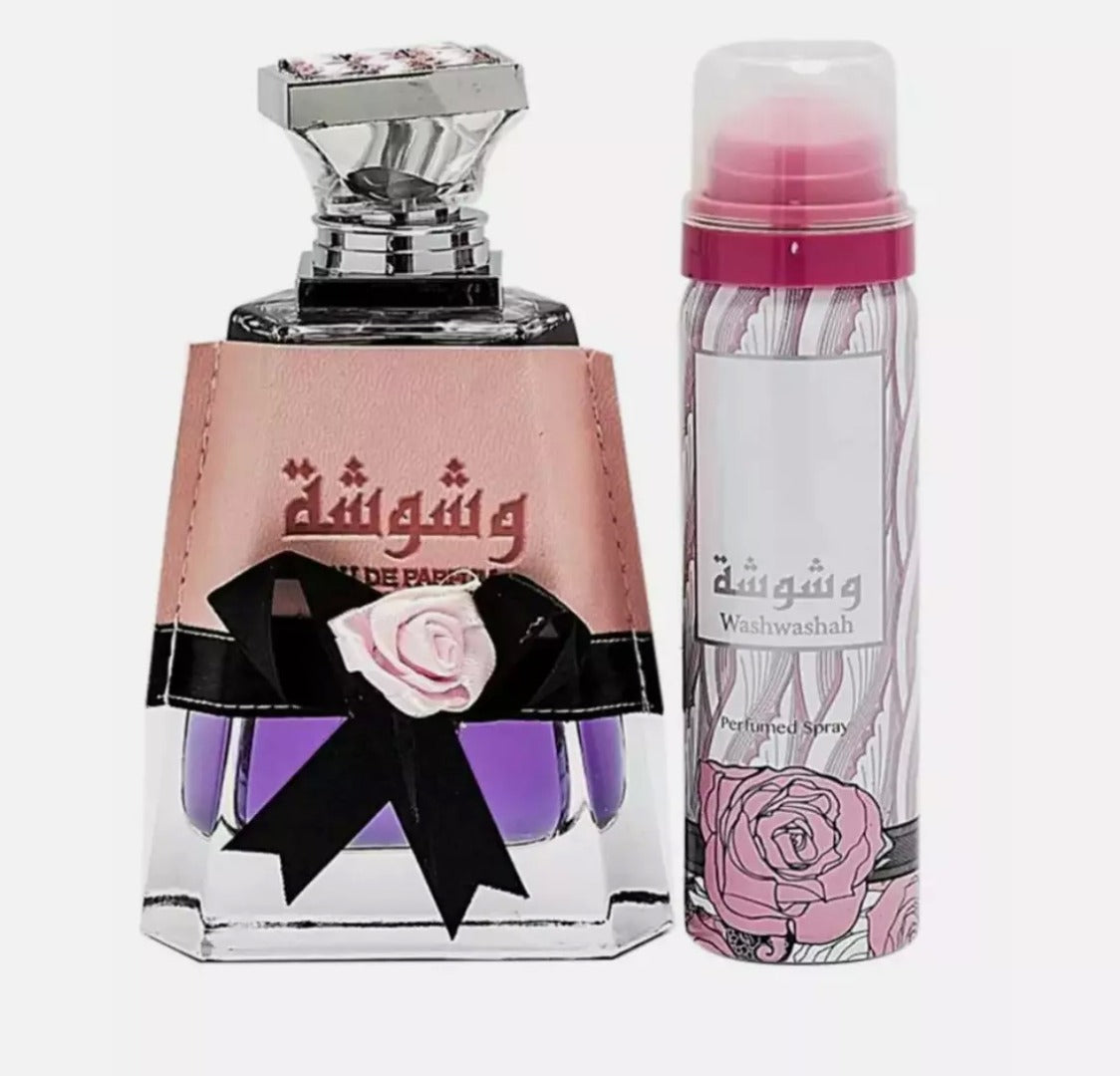 Lattafa Washwashah Eau de Parfum 100ml Gift Set with Free Deodorant Spray for Women