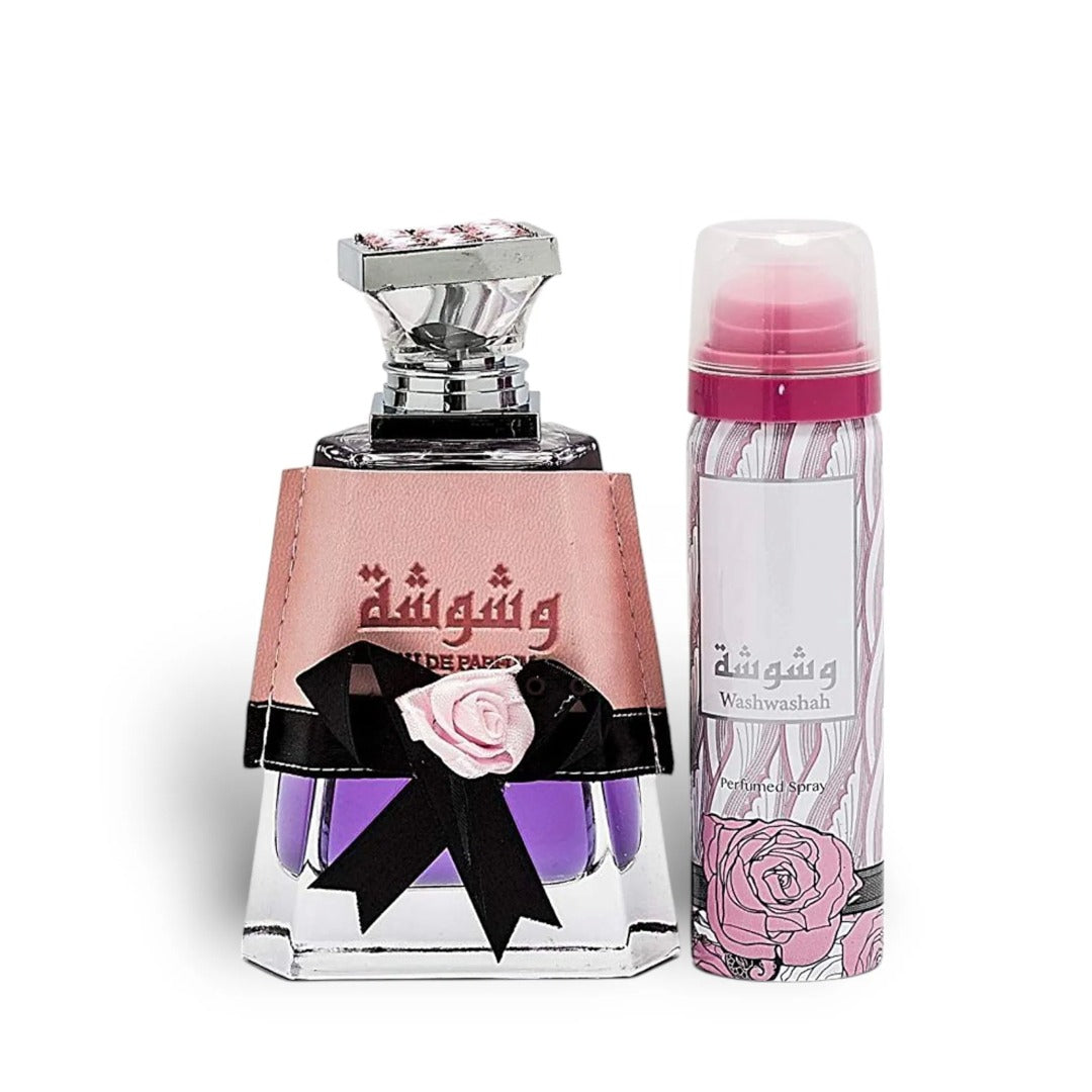 Lattafa Washwashah Eau de Parfum 100ml Gift Set with Free Deodorant Spray for Women